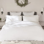 Castillo White Lace 300 Thread Count Cotton Percale Duvet Set