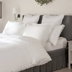 Castillo White Lace 300 Thread Count Cotton Percale Duvet Set