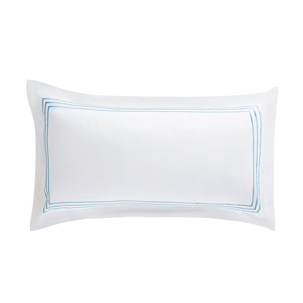 Belvedere Royal Blue Cord Embroidered 300 Thread Count Cotton Percale Oxford Pillowcases - Pair