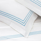 Belvedere Royal Blue Cord Embroidered 300 Thread Count Cotton Percale Oxford Pillowcases - Pair