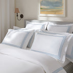 Belvedere Royal Blue Cord Embroidered 300 Thread Count Cotton Percale Oxford Pillowcases - Pair