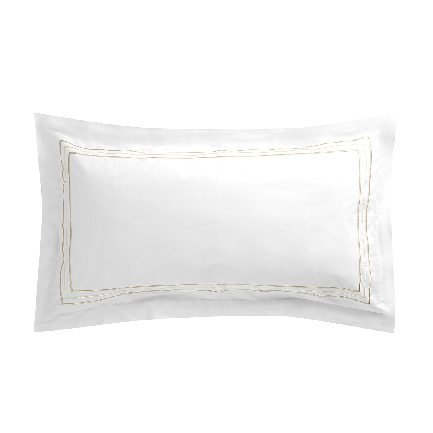 Belvedere Champagne Gold Cord Embroidered 300 Thread Count Cotton Percale Oxford Pillowcases - Pair
