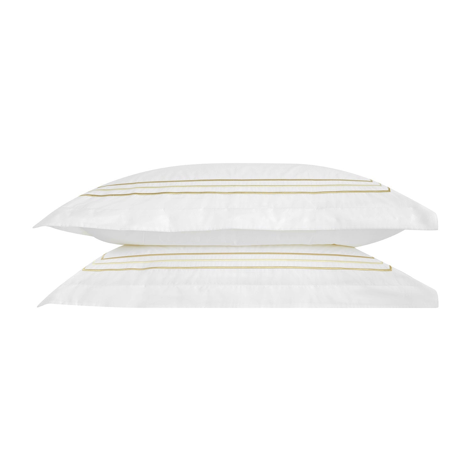 Belvedere Champagne Gold Cord Embroidered 300 Thread Count Cotton Percale Oxford Pillowcases - Pair