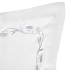 Adeline Moonshine Grey Floral Embroidered 600 Thread Count Cotton Sateen Continental Square Pillowcases - Pair