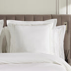 Belvedere Champagne Gold Cord Embroidered 300 Thread Count Cotton Percale Continental Square Pillowcases - Pair