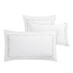 Adeline Moonshine Grey Floral Embroidered 600 Thread Count Cotton Sateen King Size Oxford Pillowcases - Pair