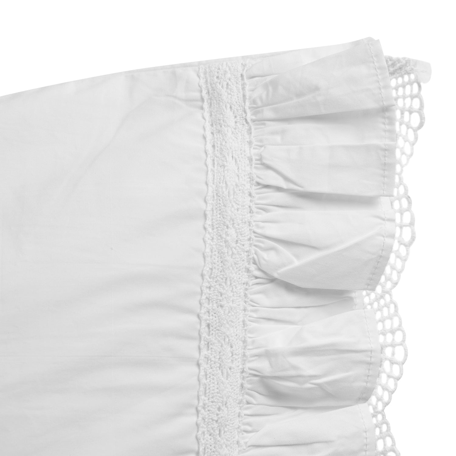 Castillo White Lace 300 Thread Count Cotton Percale King Size Pillowcases - Pair