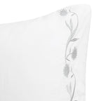 Adeline Moonshine Grey Floral Embroidered 600 Thread Count Cotton Sateen Regular Pillowcases - Pair