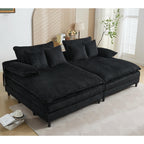 Harmonia 109 W Oversized Corduroy Sofa Bed, Deep Seat Double Lounge Chaise with 4 Pillows