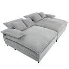 Harmonia 109 W Oversized Corduroy Sofa Bed, Deep Seat Double Lounge Chaise with 4 Pillows