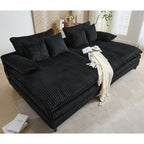 Harmonia 109 W Oversized Corduroy Sofa Bed, Deep Seat Double Lounge Chaise with 4 Pillows