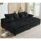 Harmonia 109 W Oversized Corduroy Sofa Bed, Deep Seat Double Lounge Chaise with 4 Pillows
