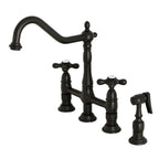 Kingston Brass Heritage Bridge Kitchen Faucet with Brass Sprayer