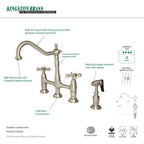 Kingston Brass Heritage Bridge Kitchen Faucet with Brass Sprayer