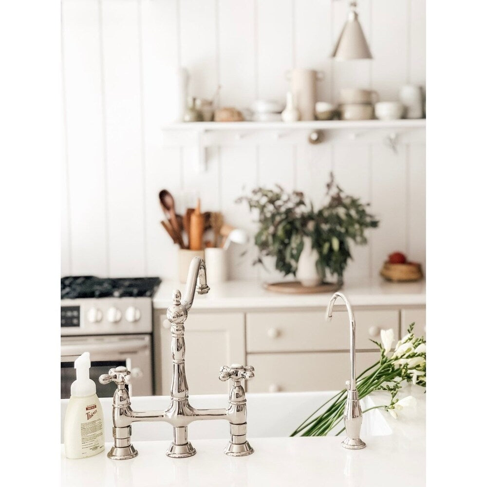 Kingston Brass Heritage Bridge Kitchen Faucet with Brass Sprayer