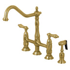 Heritage Bridge Kitchen Faucet with Brass Sprayer