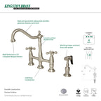 Heritage Bridge Kitchen Faucet with Brass Sprayer