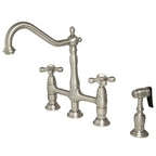 Heritage Bridge Kitchen Faucet with Brass Sprayer