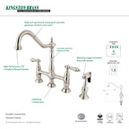 Heritage Bridge Kitchen Faucet with Brass Sprayer