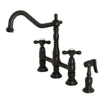 Heritage Bridge Kitchen Faucet with Brass Sprayer