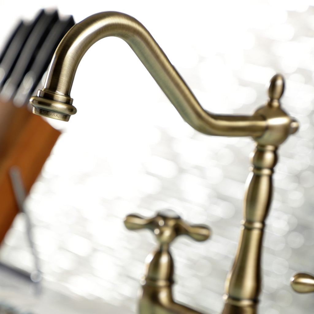 Heritage Bridge Kitchen Faucet with Brass Sprayer