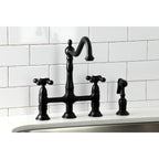 Heritage Bridge Kitchen Faucet with Brass Sprayer
