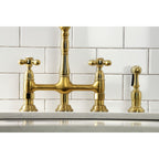Heritage Bridge Kitchen Faucet with Brass Sprayer