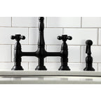 Heritage Bridge Kitchen Faucet with Brass Sprayer