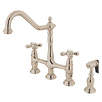 Heritage Bridge Kitchen Faucet with Brass Sprayer