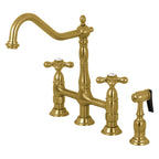 Heritage Bridge Kitchen Faucet with Brass Sprayer