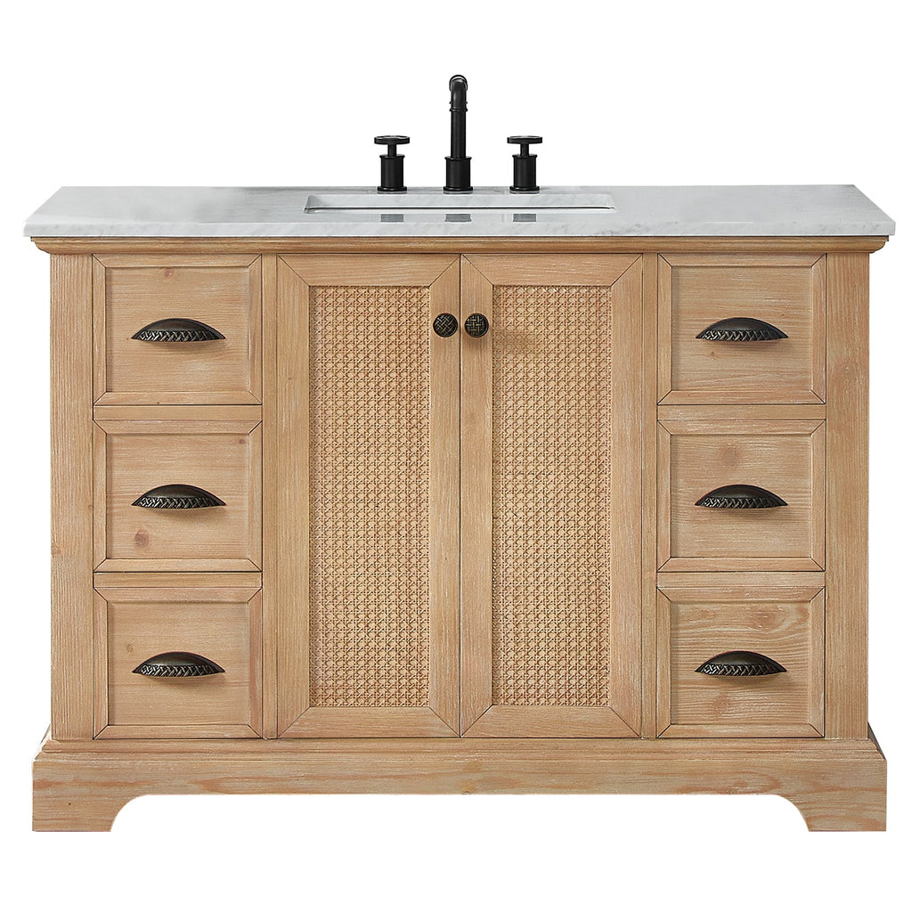 Hervas Bath Vanity with Natural Marble Top without Mirror