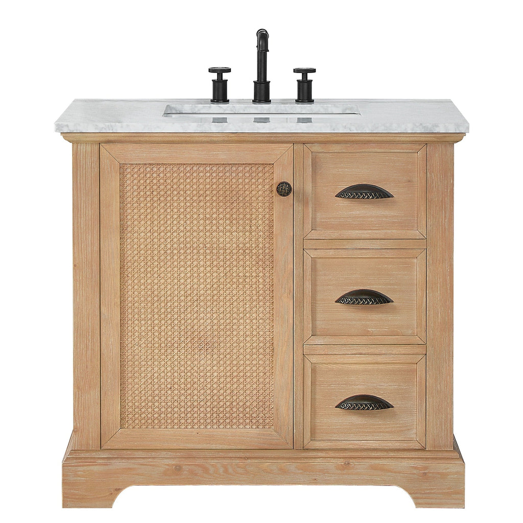 Hervas Bath Vanity with Natural Marble Top without Mirror