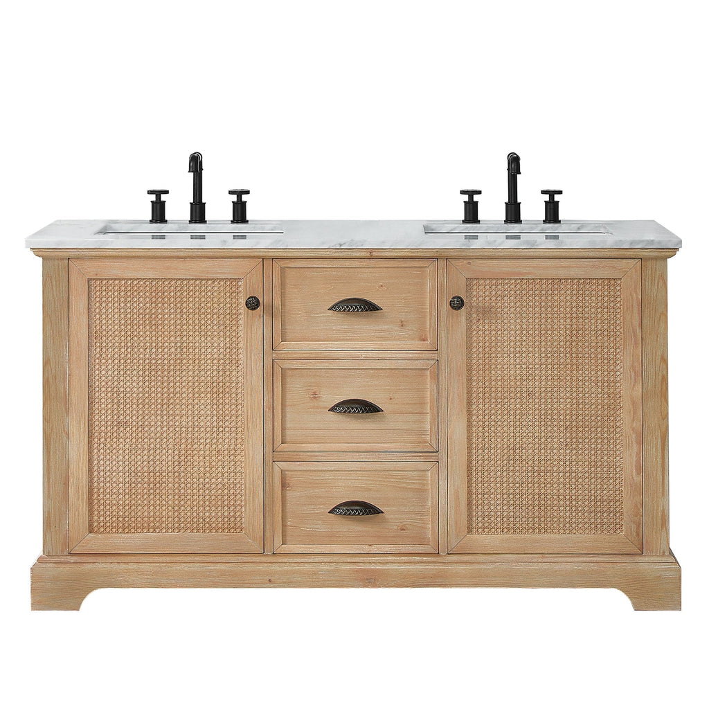 Hervas Bath Vanity with Natural Marble Top without Mirror