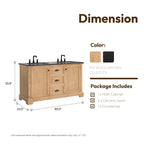 Hervas Bath Vanity with Natural Marble Top without Mirror