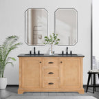 Hervas Bath Vanity with Natural Marble Top without Mirror