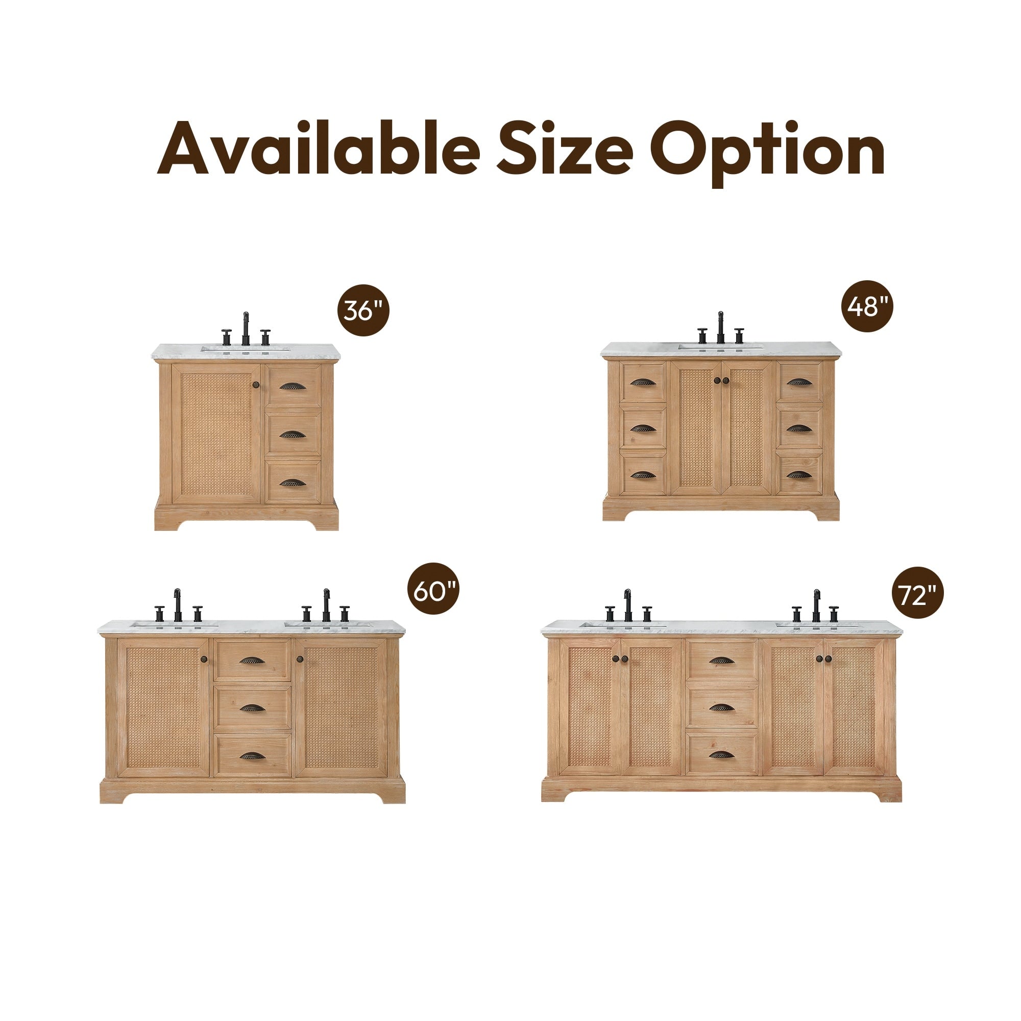 Hervas Bath Vanity with Natural Marble Top without Mirror