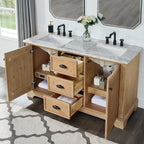 Hervas Bath Vanity with Natural Marble Top without Mirror