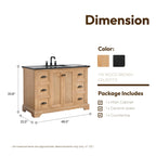 Hervas Bath Vanity with Natural Marble Top without Mirror