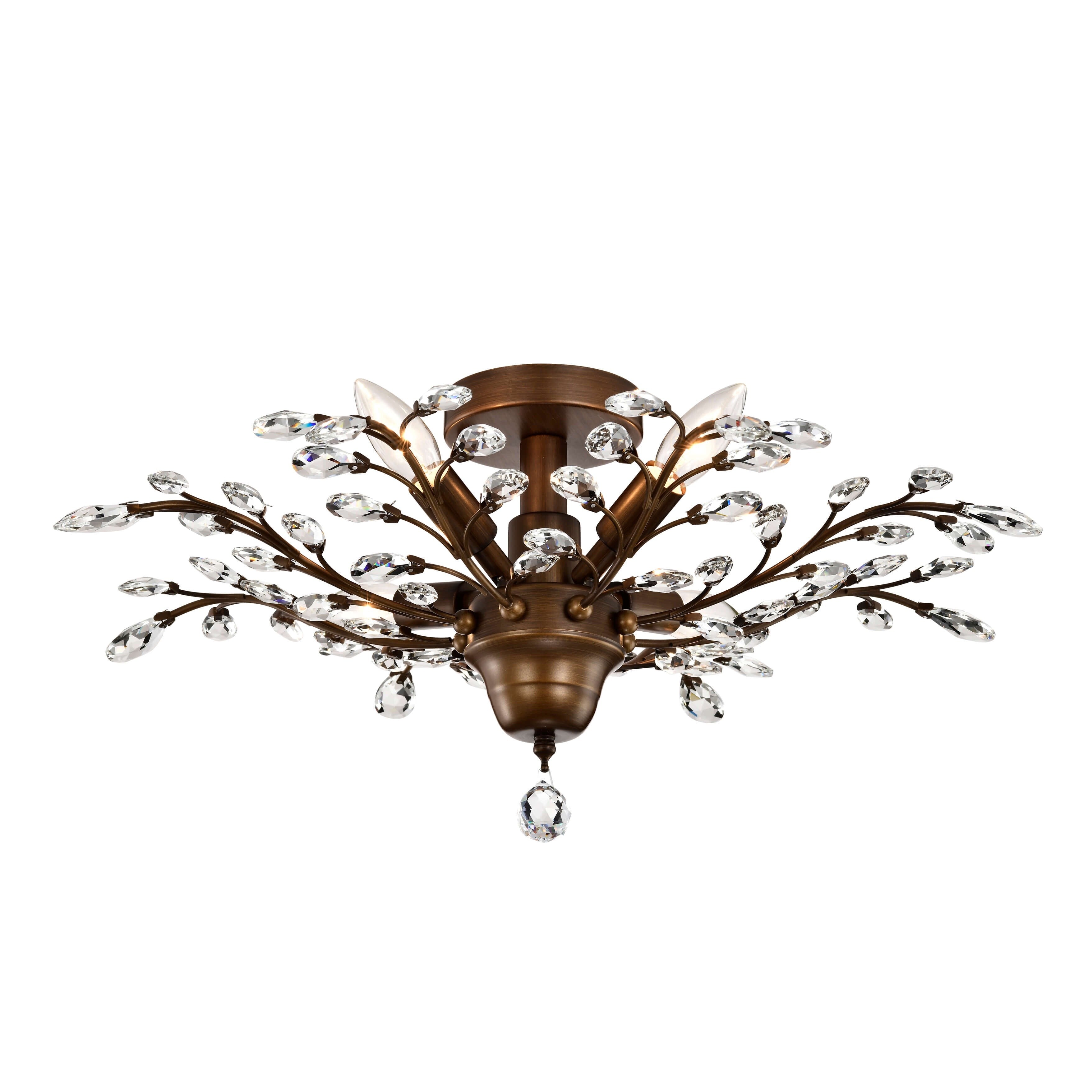 Holly 4-light Crystal Leaves Flush Mount