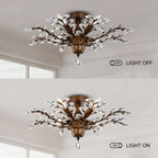 Holly 4-light Crystal Leaves Flush Mount