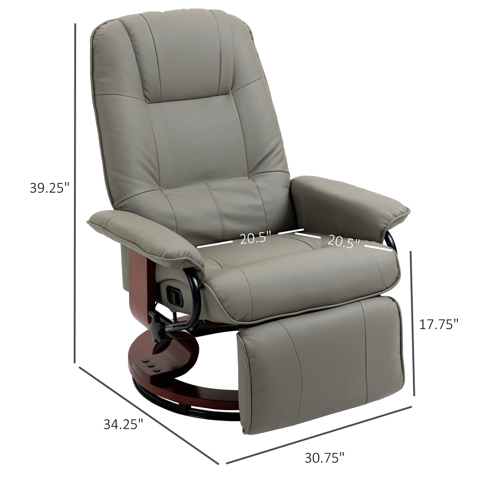 HomCom Faux Leather Adjustable Manual Swivel Base Recliner Chair with Comfortable and Relaxing Footrest