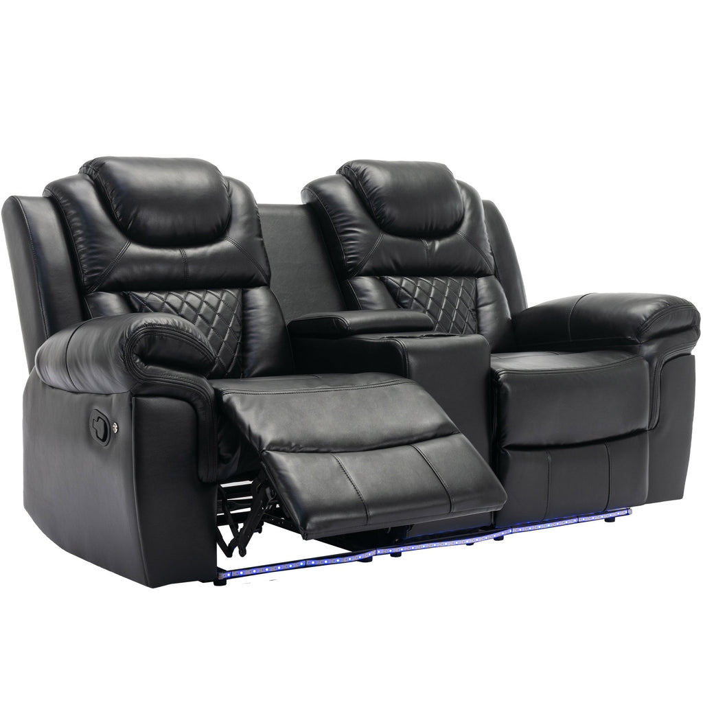 Home Theater Seating Manual Recliner Loveseat with Hide-Away Storage