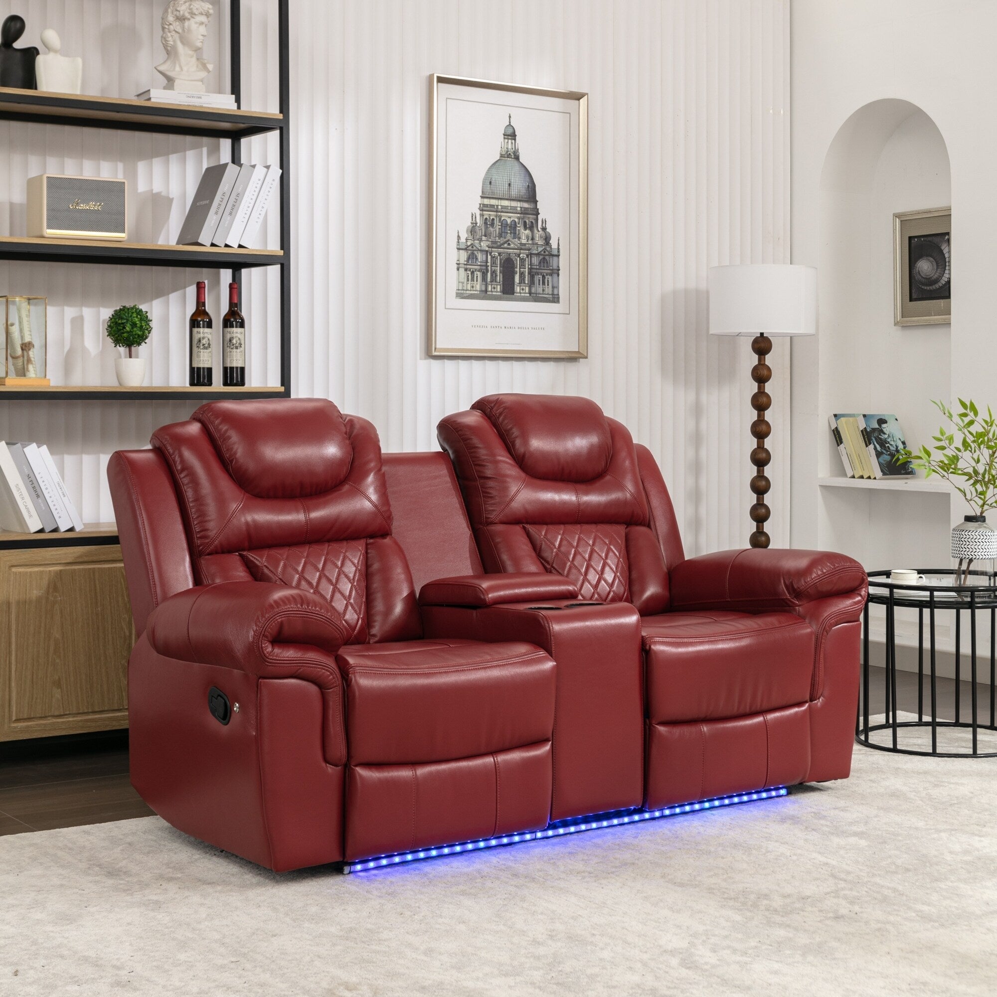 Home Theater Seating Manual Recliner Loveseat with Hide-Away Storage