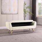 HomePop Modern Sherpa Storage Bench with Wood Legs