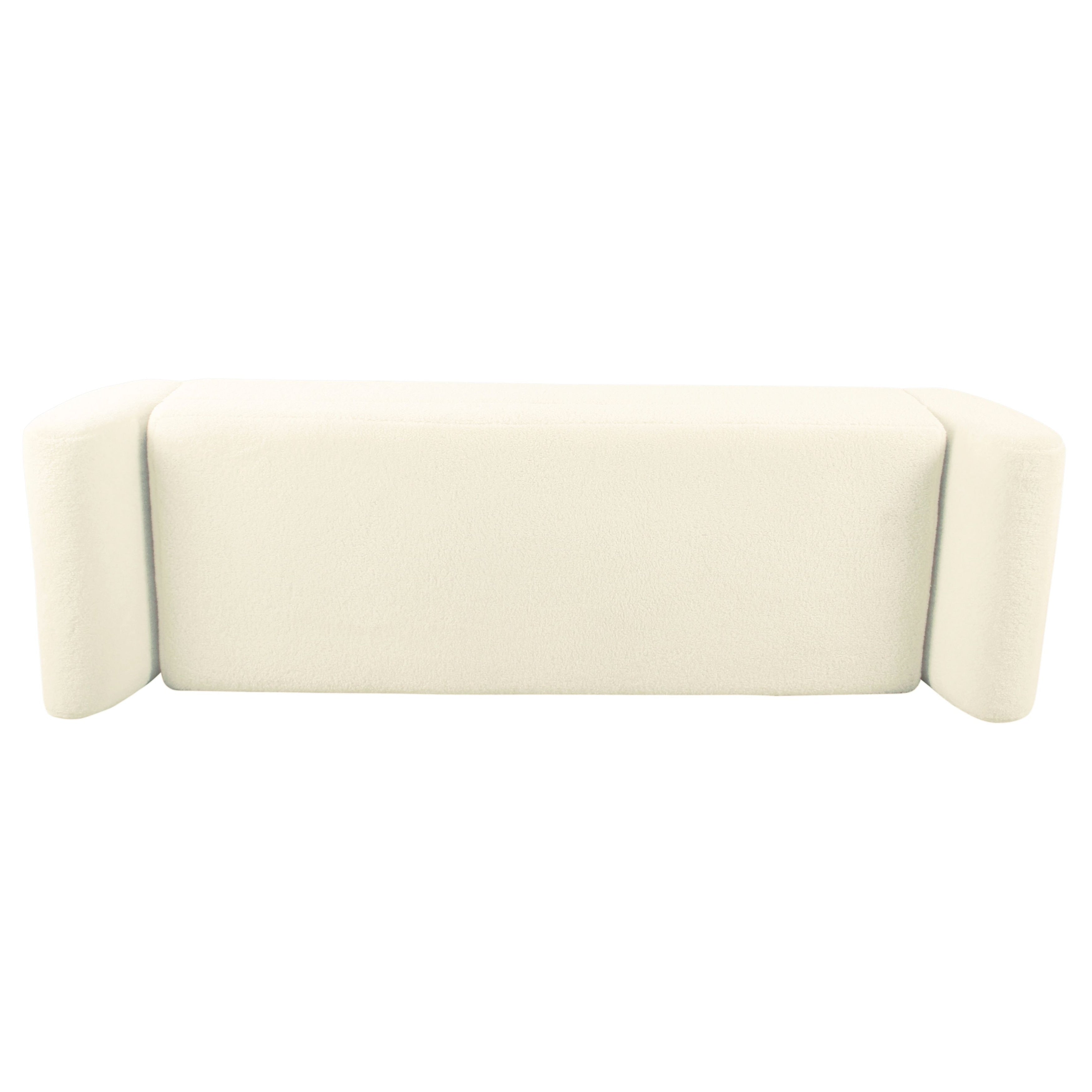 HomePop Modern Sherpa Storage Bench with Wood Legs