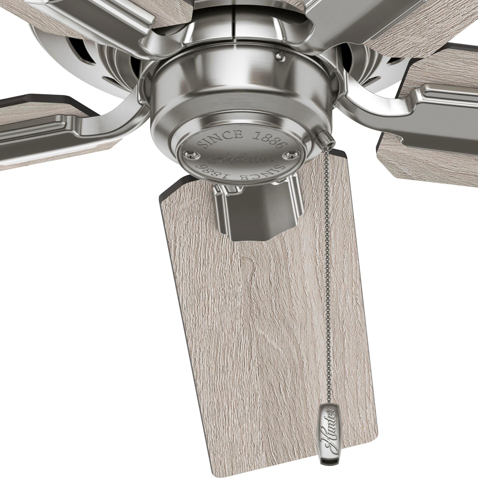 Hunter 44 Altidore Brushed Nickel Ceiling Fan with LED Light Kit, Pull Chain - Farmhouse, Rustic, Transitional