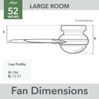 Hunter 52 Anisten Low Profile Ceiling Fan with LED Light and Pull Chain - Modern, Contemporary, Transitional