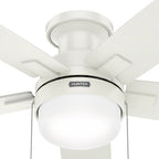 Hunter 52 Anisten Low Profile Ceiling Fan with LED Light and Pull Chain - Modern, Contemporary, Transitional