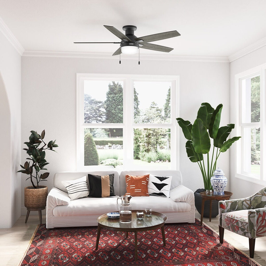 Hunter 52 Anisten Low Profile Ceiling Fan with LED Light and Pull Chain - Modern, Contemporary, Transitional