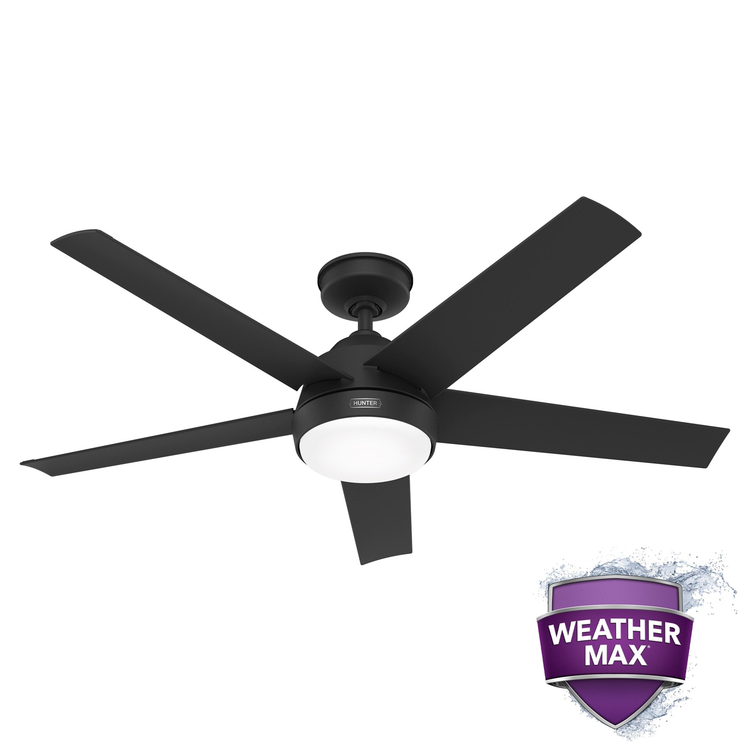 Hunter 52 Skyflow Outdoor Ceiling Fan w/ LED Light Kit, Wall Control - Coastal Modern Contemporary - WeatherMax - WET-RATED!